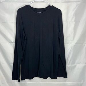 NWOT en THREAD women’s solid black Crewcut organic cotton long sleeve shirt XL‎